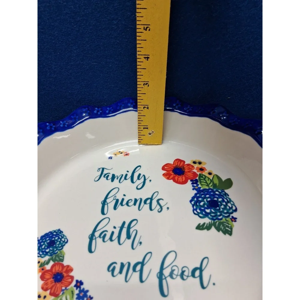 Pioneer Woman Pie Plate Multicolor Dazzling Dahlias Sentiment Stoneware 12216801